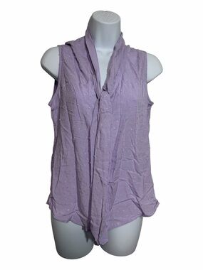 NWT Calvin Klein Lavender Textured Tie-Neck Blouse Lightweight Sleeveless Lilac